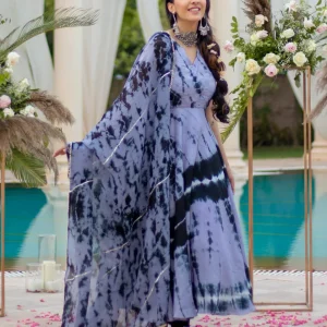 Black Bean Tie & Dye Silk Suit Set
