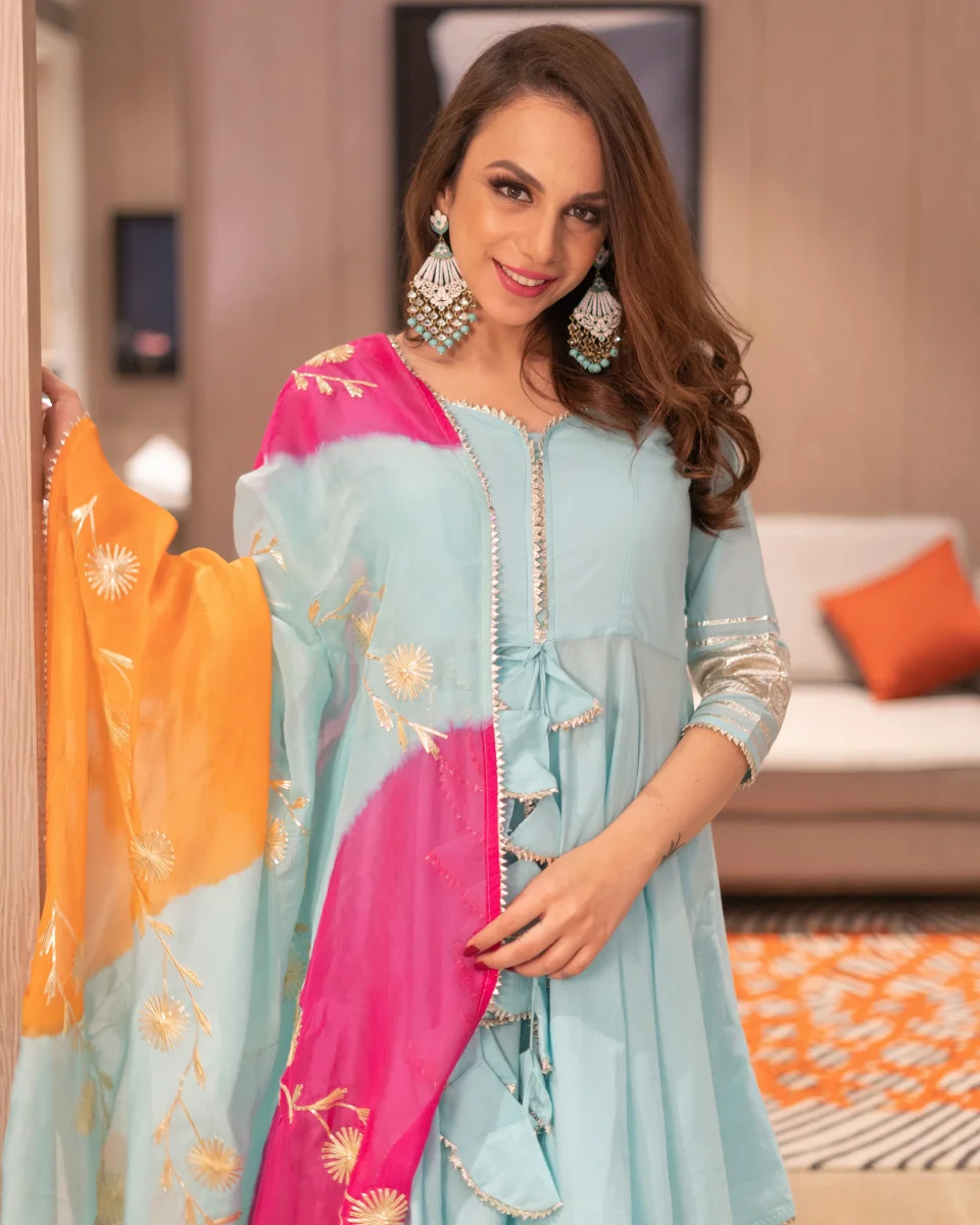 Adonis Blue Gotapatti Sharara Set - Image 5