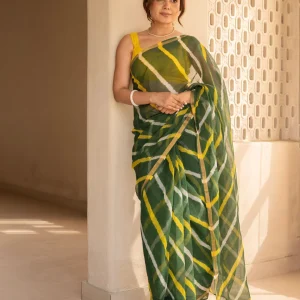 Zarika Green Doria Leheriya Saree