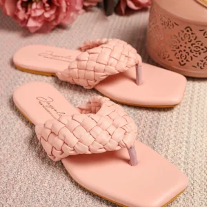 Cream Tan Braided Flats