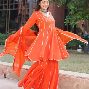 Spanish Orange Gotapatti Sharara Set