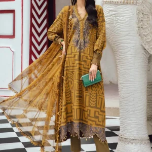 3 Piece Unstitched Embroidered Cambric Suit | MPT-2703-A
