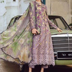 3 Piece Unstitched Embroidered Cambric Suit | MPT-2706-B