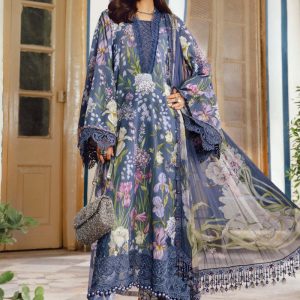 3 Piece Unstitched Embroidered Cambric Suit | MPT-2708-B