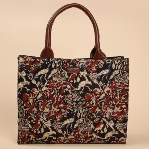 Classic Ebony Handblock Square Tote Bag